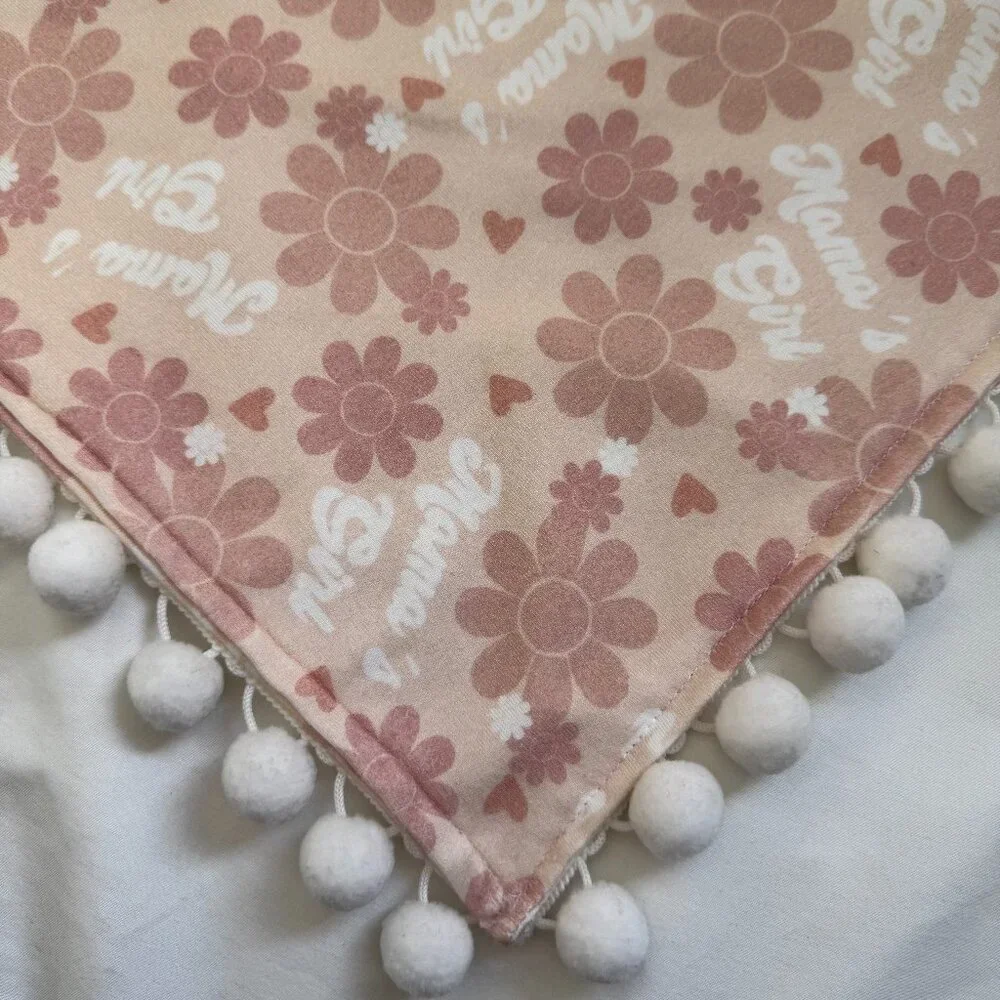 EUC Loic by Design Mama's Girl Mother's Day Dog Bandana with Poms, Pink Daisy, M